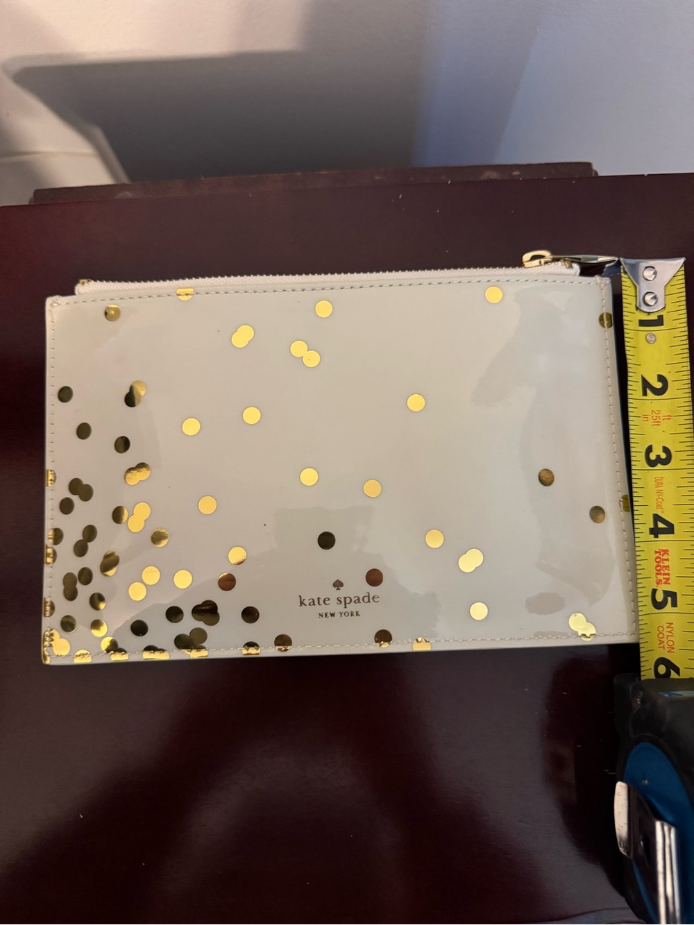 kate spade White Leather Confetti Clutch with Gold Dots - Picture 6 of 6